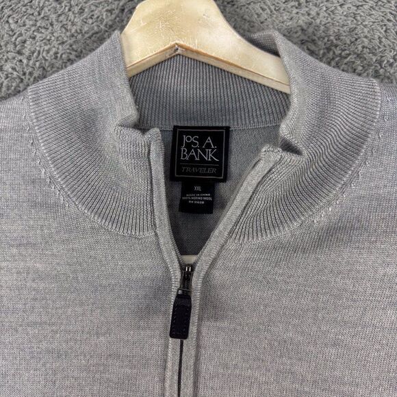 Jos A Bank Sweater Mens XXL Gray Wool Business Casual Outdoor Office Preppy Camp - Picture 3 of 12